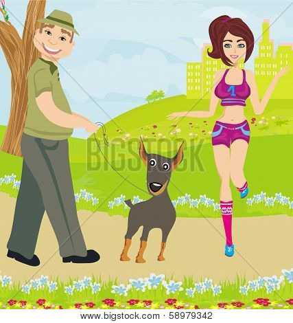 Meeting In Spring Day In The Park