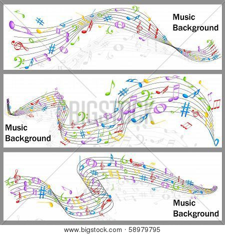 Wavy Music Notes Banner
