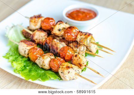 Grilled Chicken Skewers With Cherry Tomatoes