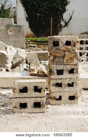 Breezeblocks On Construction Site