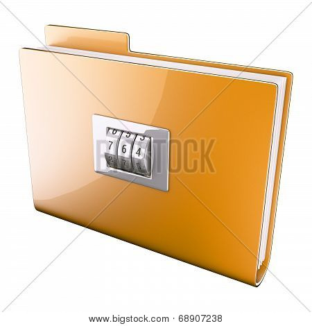 Yellow folder closed on cipher