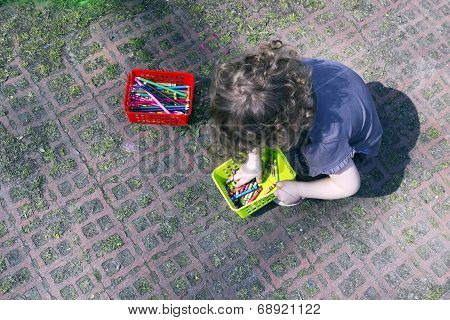 Crayon Wax Pastel Pensils And Kid