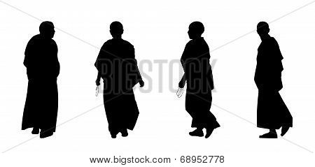 Buddhist Monks Silhouettes Set 2