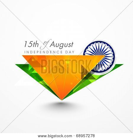 Triangles in Indian tricolors with Asoka Wheel on the occasion of 15th of August, Indian Independence Day celebrations. 
