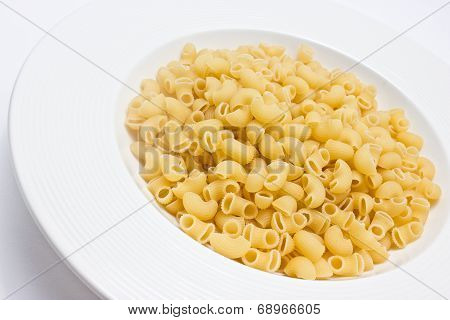 Macaroni On White Plate.