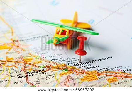 Rimini  Italy Map Airplane