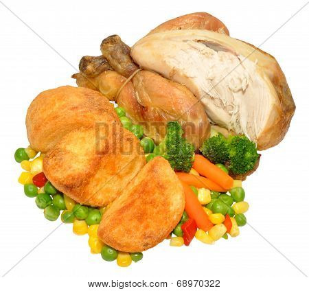 Roast Poussin Chicken Dinner