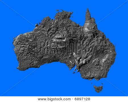 Australië topografie gearceerde relief kaart