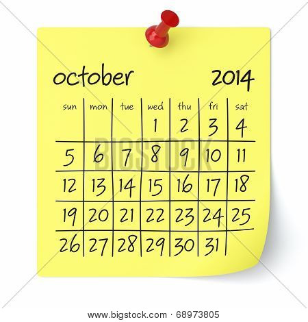 October 2014 - Calendar