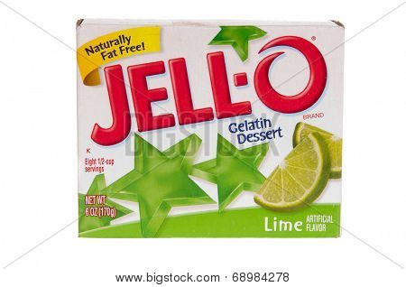 Hayward, CA - July 24, 2014: package of Jello brand gelatin, lime flavor 