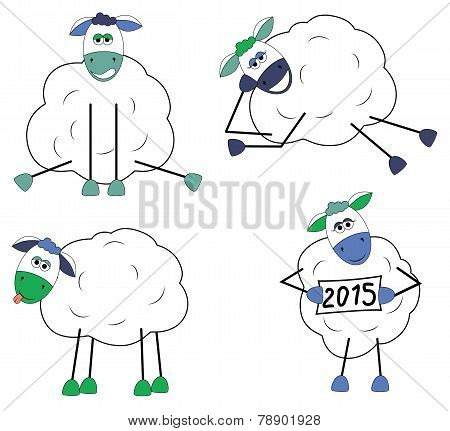 Set of funny sheep