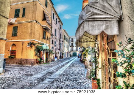 Narrow Street In Alghero Old Town