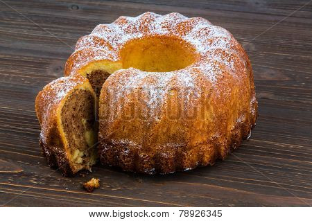 a marble cake for dessert. symbolic photo for taxes, fees and shares