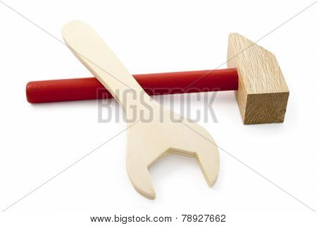 Wooden Hammer And Wrench