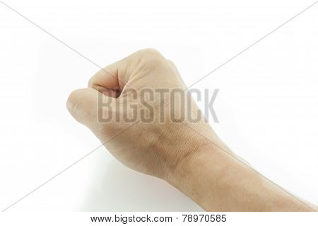 Male Fist On White Background.