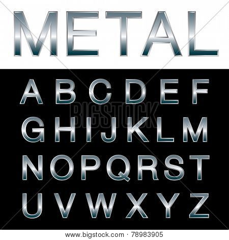 vector metal emboss alphabet