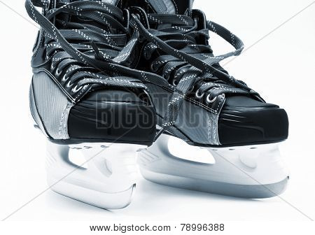 new and modern black skates on white background
