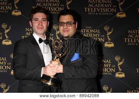 LOS ANGELES - FEB 24:  Kristos Andrews, Gregori J Martin at the Daytime Emmy Creative Arts Awards 2015 at the Universal Hilton Hotel on April 24, 2015 in Los Angeles, CA
