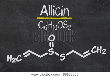 Blackboard With The Chemical Formula Of Allicin