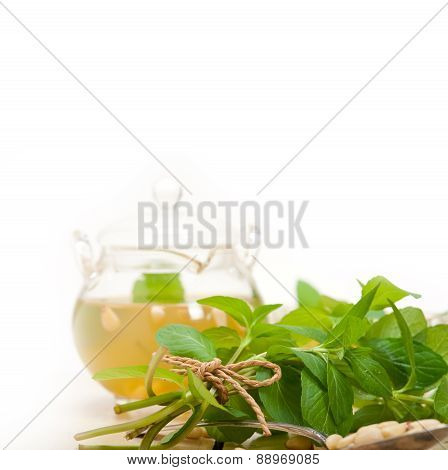 Arab Traditional Mint And Pine Nuts Tea