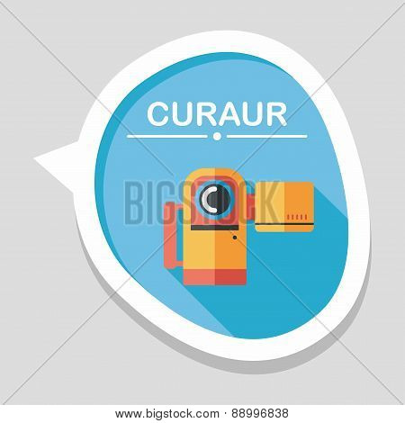 Video Camera Flat Icon With Long Shadow