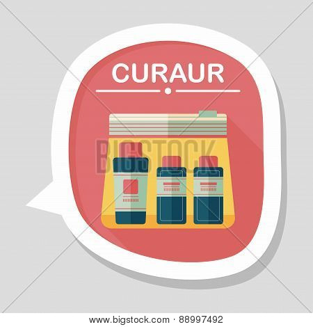 Cosmetics Containers Flat Icon With Long Shadow