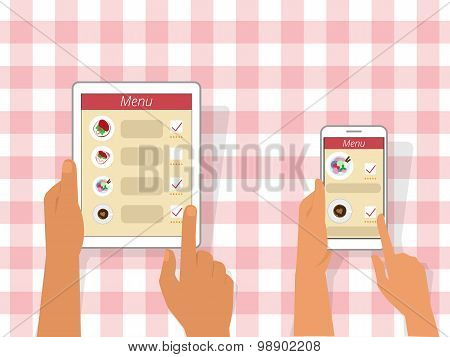 Ordering food using gadgets
