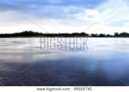 view of lake and sky at evening time - Background defocus