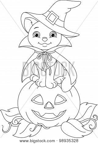 Halloween Cat Coloring Page