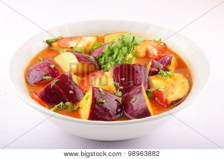 Healthy eggplant curry sauce.