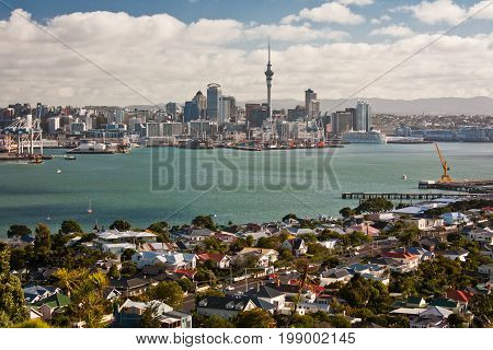 View of the Auckland city from Devonport area, North Island, New Zealand