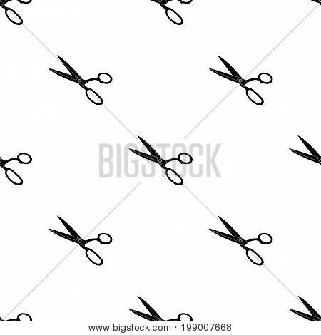 Metal scissors with blue handles.Sewing or tailoring tools kit single icon in black style vector symbol stock web illustration.