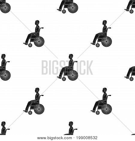 A man with a trauma in a wheelchair. Medicine single icon in black style vector symbol stock illustration .