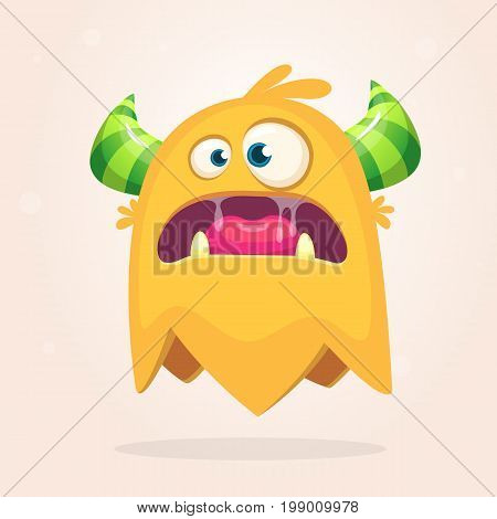 Angry orange cartoon monster with horns. Big collection of cute monsters. Halloween character. Vector illustrations. Good for book illustration magazine prints or journal article