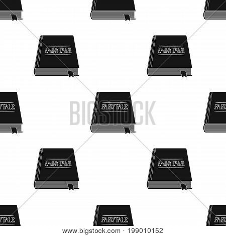 Book with fairytales icon in black design isolated on white background. Sleep and rest symbol stock vector illustration.