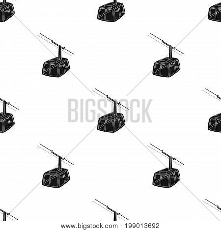 Cable car. Funicular for climbing in the mountains. Holiday winter transport.Transport single icon in black style vector symbol stock web illustration.