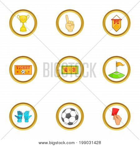 Football tournament icons set. Cartoon set of 9 football tournament vector icons for web isolated on white background