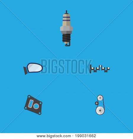Flat Icon Parts Set Of Auto Component, Steels Shafts, Spare Parts And Other Vector Objects