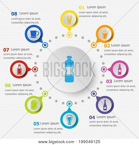 Infographic template with drink icons, stock vector