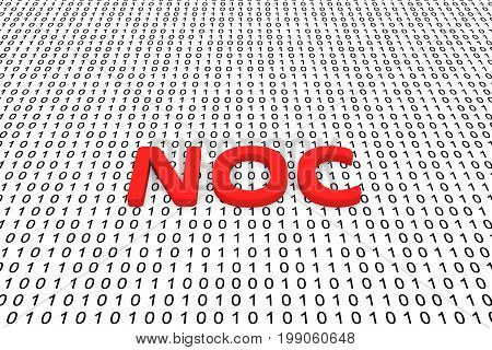 NOC in the form of binary code, 3D illustration