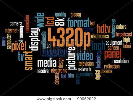 4320P Screen Resolution, Word Cloud Concept