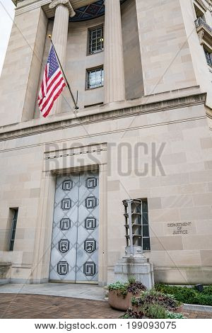 WASHINGTON DC - JULY 12: United States Department of Justice Building in Washington DC on July 12 2017