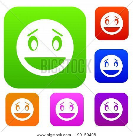 Confused emotset icon in different colors isolated vector illustration. Premium collection