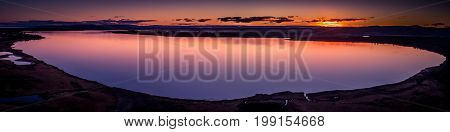Amazing sunset over a lake in Freycinet, on Tasmania's east coast, Australia.