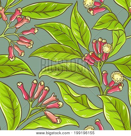clove branches vector pattern on color background