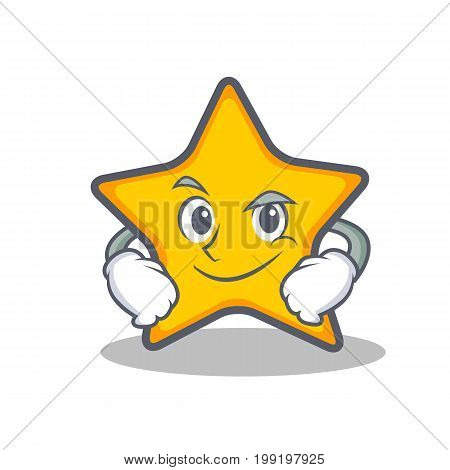 Smirking star character cartoon style vector illustration