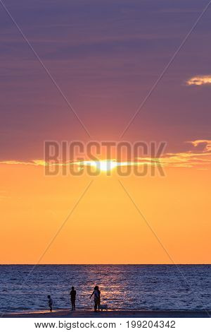 Beatiful Golden Tropical Beach Sunset Samui Thailand