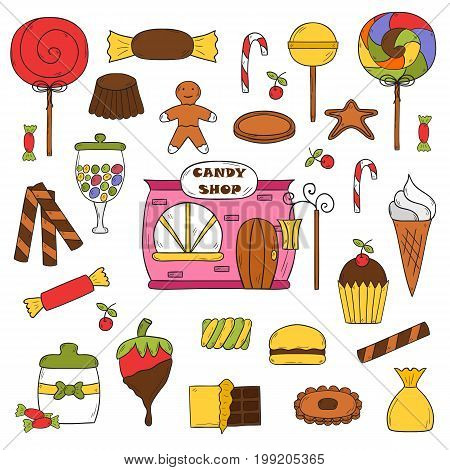 Vector Hand Drawn Candy Chop Icons