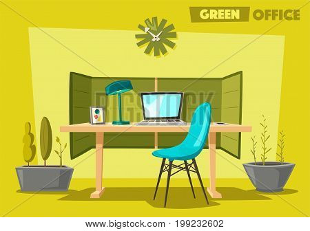 Set of office tables. Cartoon vector illustration. Design furniture. comfortable workstations. Modern workplaces. For web and banners.
