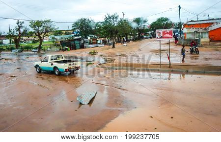 Tropical Cyclone Dineo destructions near Maxixe city, Inhabane region, Mozambique , Africa February 2017.